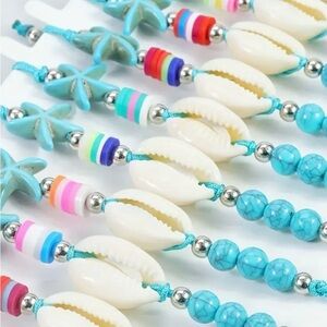 Costal Shell and Turquoise Starfish with Turquoise and Multicolored Beads